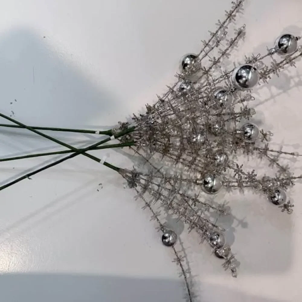Silver Decorative Floral Picks - Set of 4